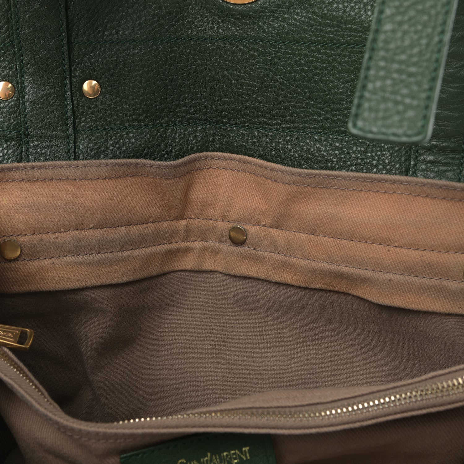Saint Laurent Calfskin Canvas Medium Muse Two Green Beige 5 of 5