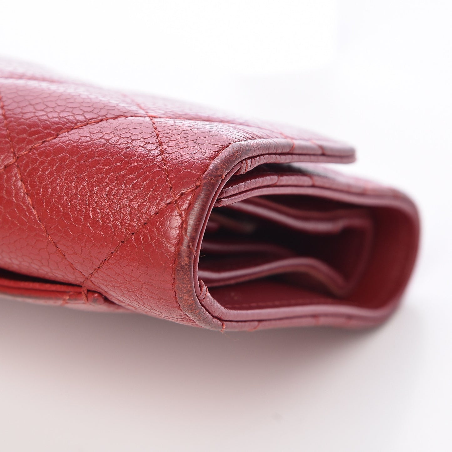 Caviar Quilted Large Flap Wallet Dark Red