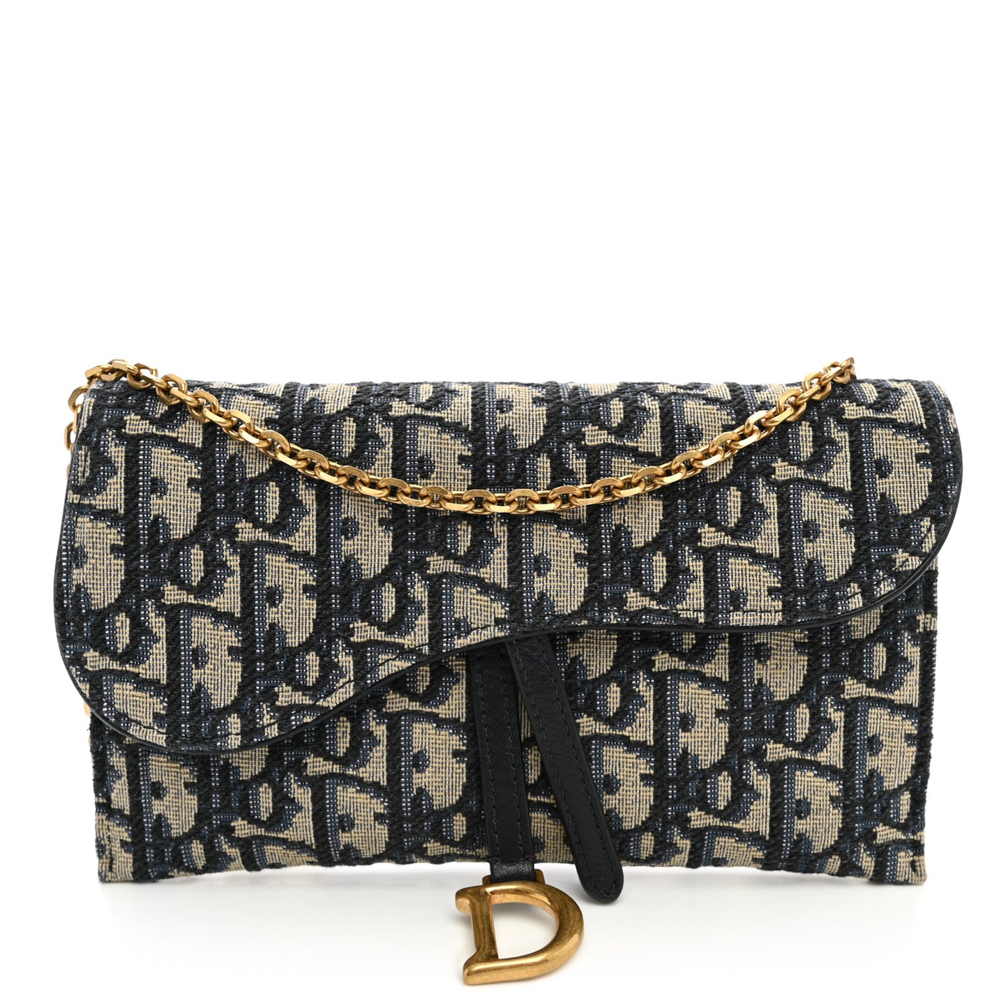 Oblique Saddle Chain Long Wallet Blue