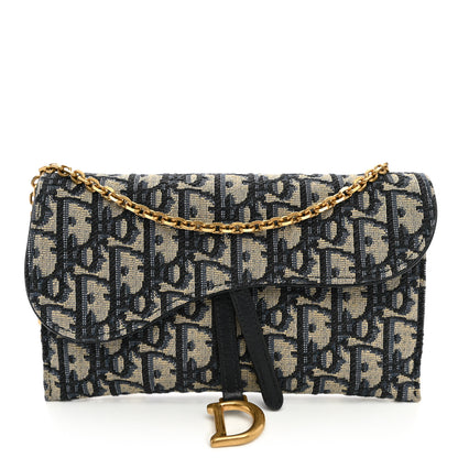 Christian Dior Oblique Saddle Chain Long Wallet Blue 1 of 12