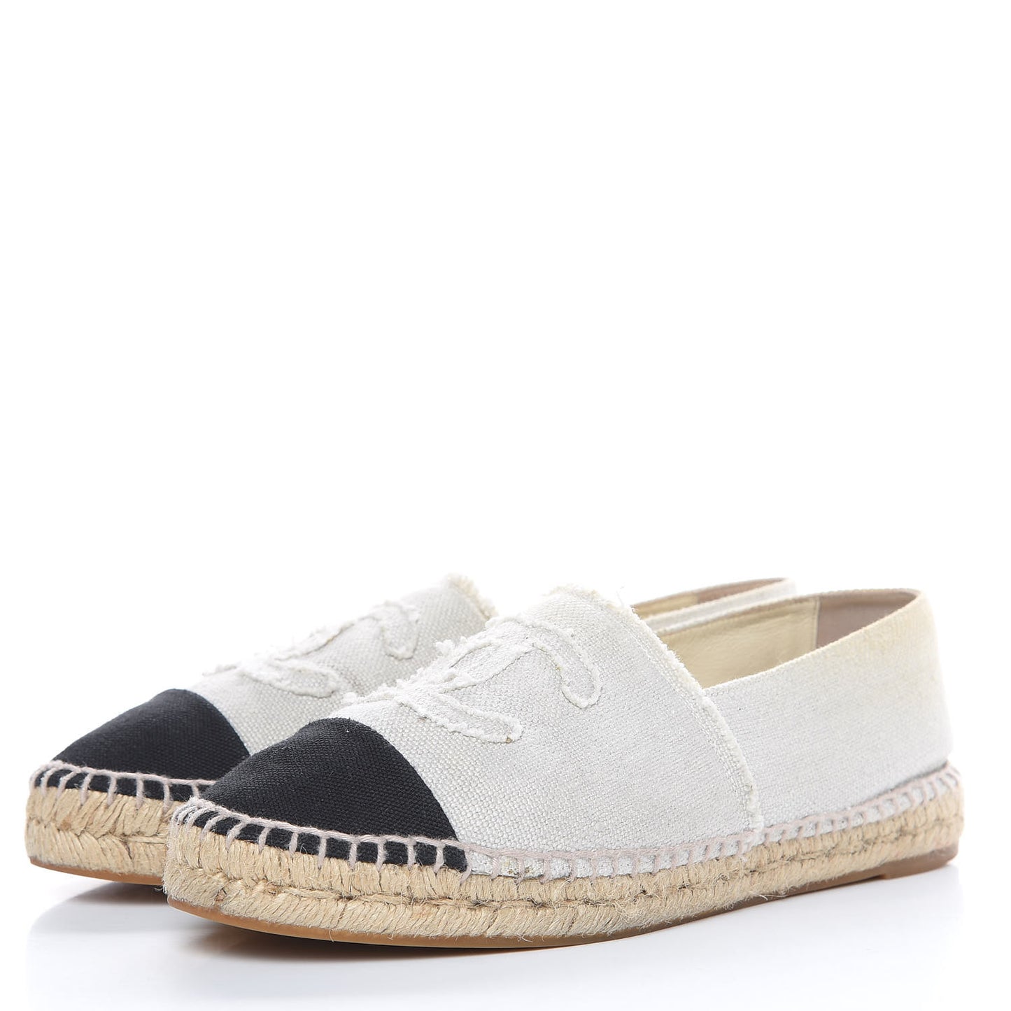 Linen CC Espadrilles 39 Beige Black