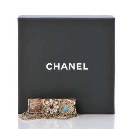 Chanel Enamel Crystal Multi Strand Chain Brooch Gold 5 of 5
