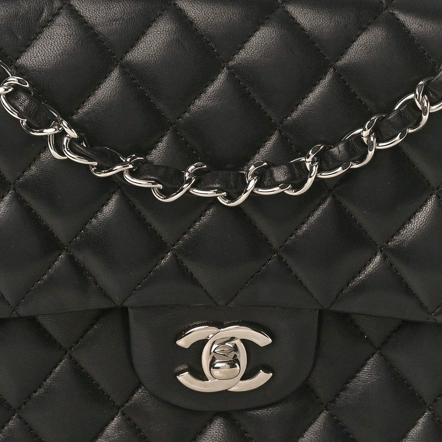 Chanel Lambskin Quilted Medium Double Flap Black 8 of 10