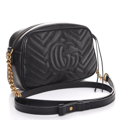 Gucci Calfskin Matelasse Small GG Marmont Chain Shoulder Bag Black 3 of 8