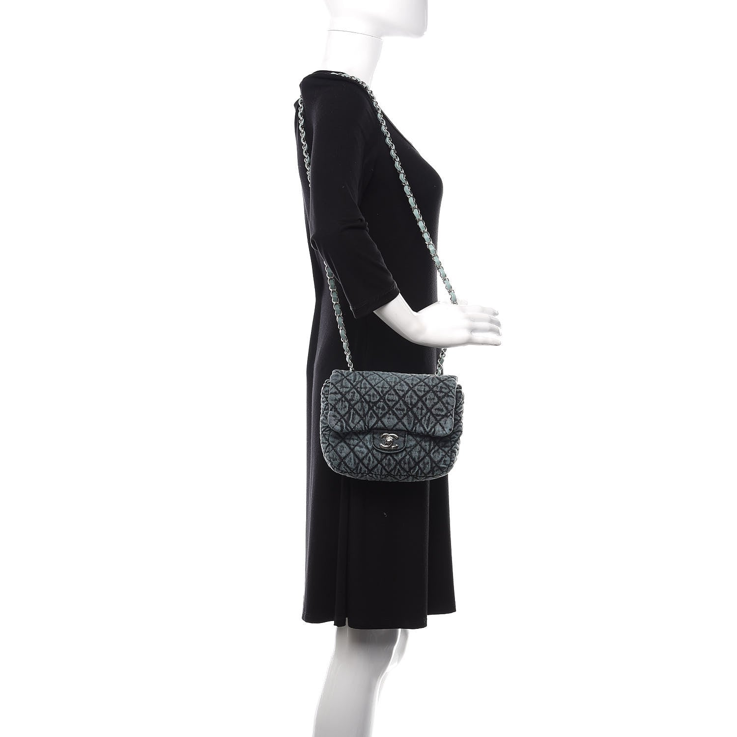 Chanel Washed Denim Quilted Small Denimpression Flap Blue Black 2 of 11