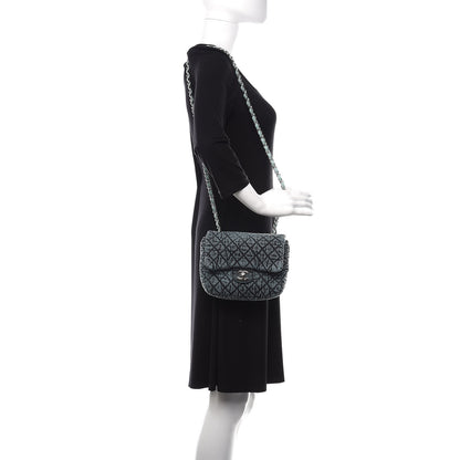 Chanel Washed Denim Quilted Small Denimpression Flap Blue Black 2 of 11