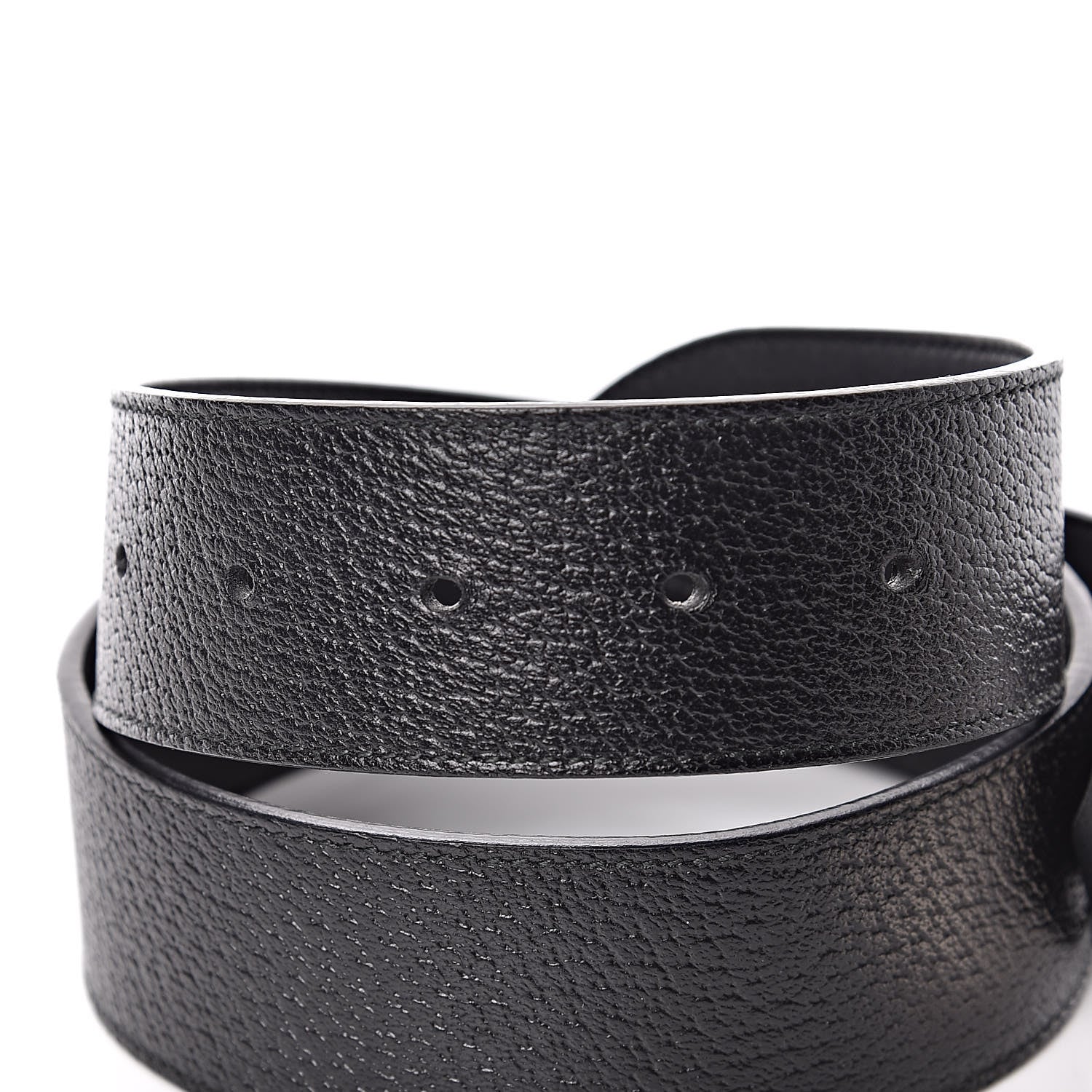 Gucci Textured Dollar Calfskin Nickel Double G 40mm Belt 75 30 Black 4 of 7
