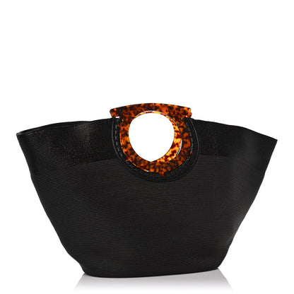 Salvatore Ferragamo Straw Maia Gancini Rascello Tote Black 2 of 10