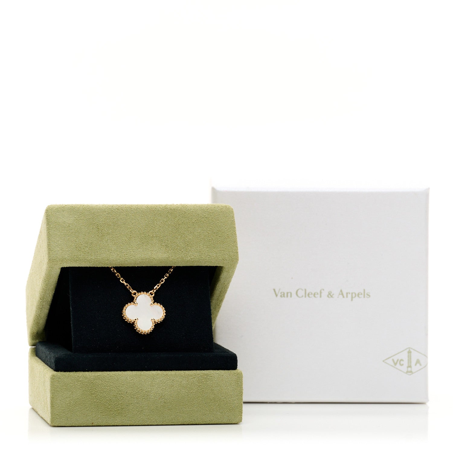 Van Cleef & Arpels 18K Yellow Gold Mother of Pearl Vintage Alhambra Pendant Necklace 5 of 5