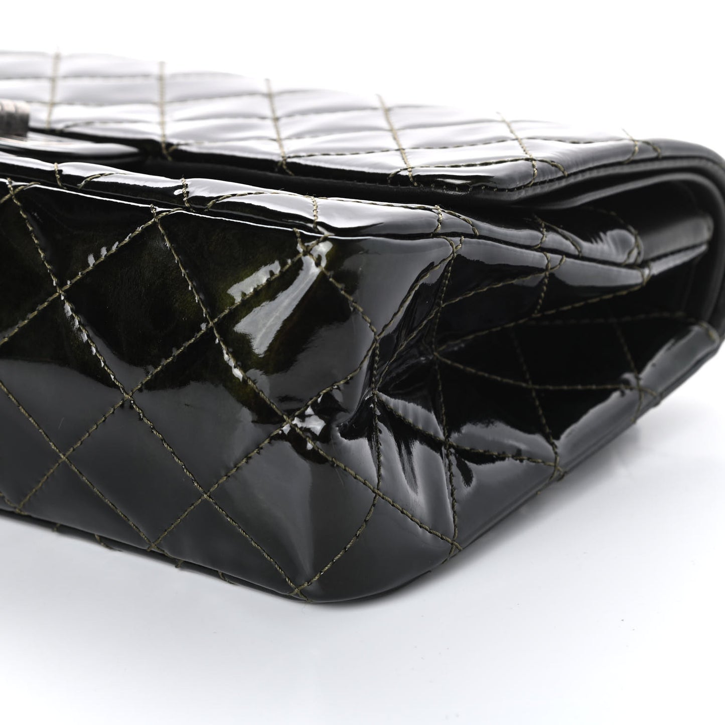Patent Quilted 2.55 Reissue 227 Flap Dark Green