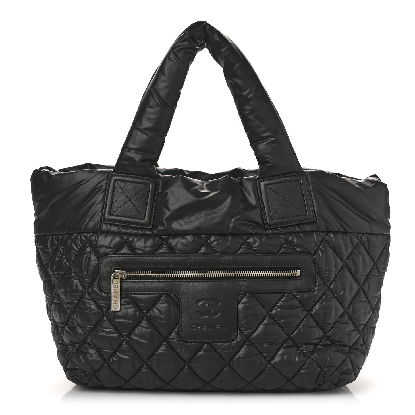 Nylon Quilted Coco Cocoon Medium Reversible Tote Black Red