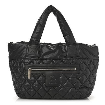 Chanel Nylon Quilted Coco Cocoon Medium Reversible Tote Black Red 1 of 9