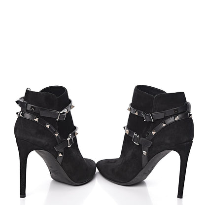 Valentino Garavani Suede Rockstud Double Buckle 100mm Ankle Boots 38 Black 10 of 11