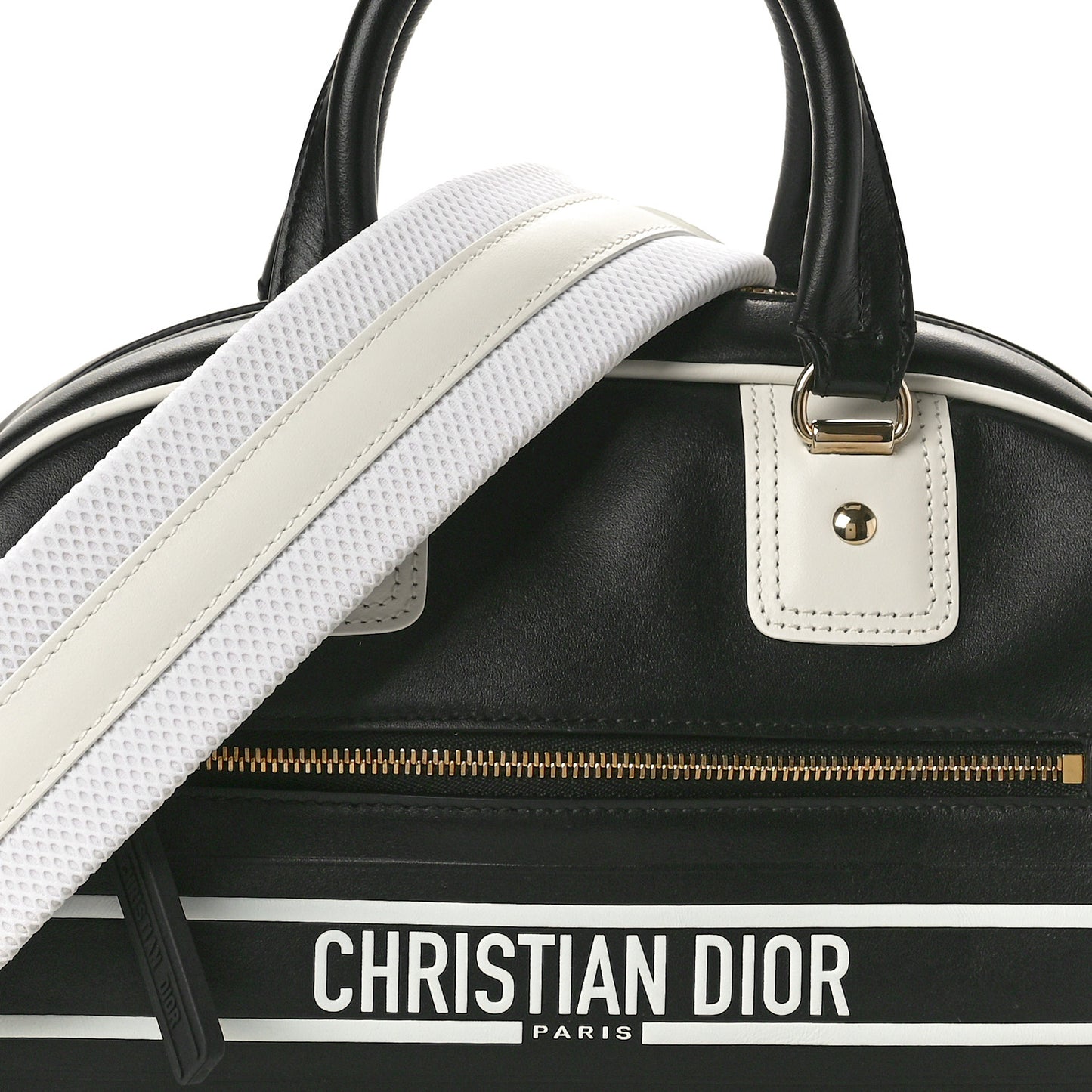 Calfskin Small Dior Vibe Zip Bowling Bag Blue White
