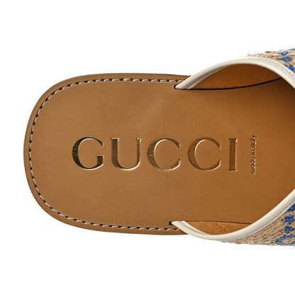 Gucci Raffia GG Monogram Ember Criss Cross Slide Sandals 12 Natural Royale Mystic White 8 of 10
