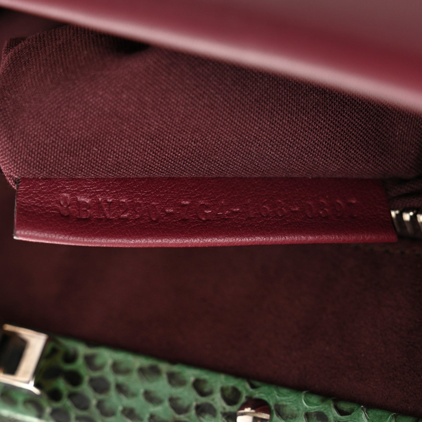 Calfskin Elaphe Lace Up Medium Peekaboo Iconic Satchel Bordeaux Beige Verde