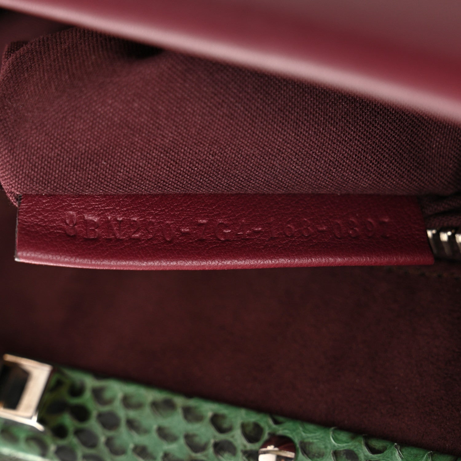 Fendi Calfskin Elaphe Lace Up Medium Peekaboo Iconic Satchel Bordeaux Beige Verde 8 of 11
