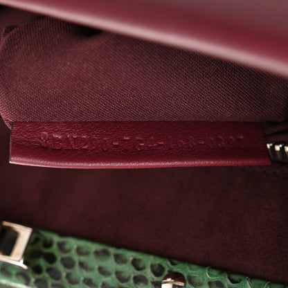 Fendi Calfskin Elaphe Lace Up Medium Peekaboo Iconic Satchel Bordeaux Beige Verde 8 of 11