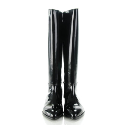 Chanel Glazed Calfskin Knee High Boots 38.5 Black 2 of 10