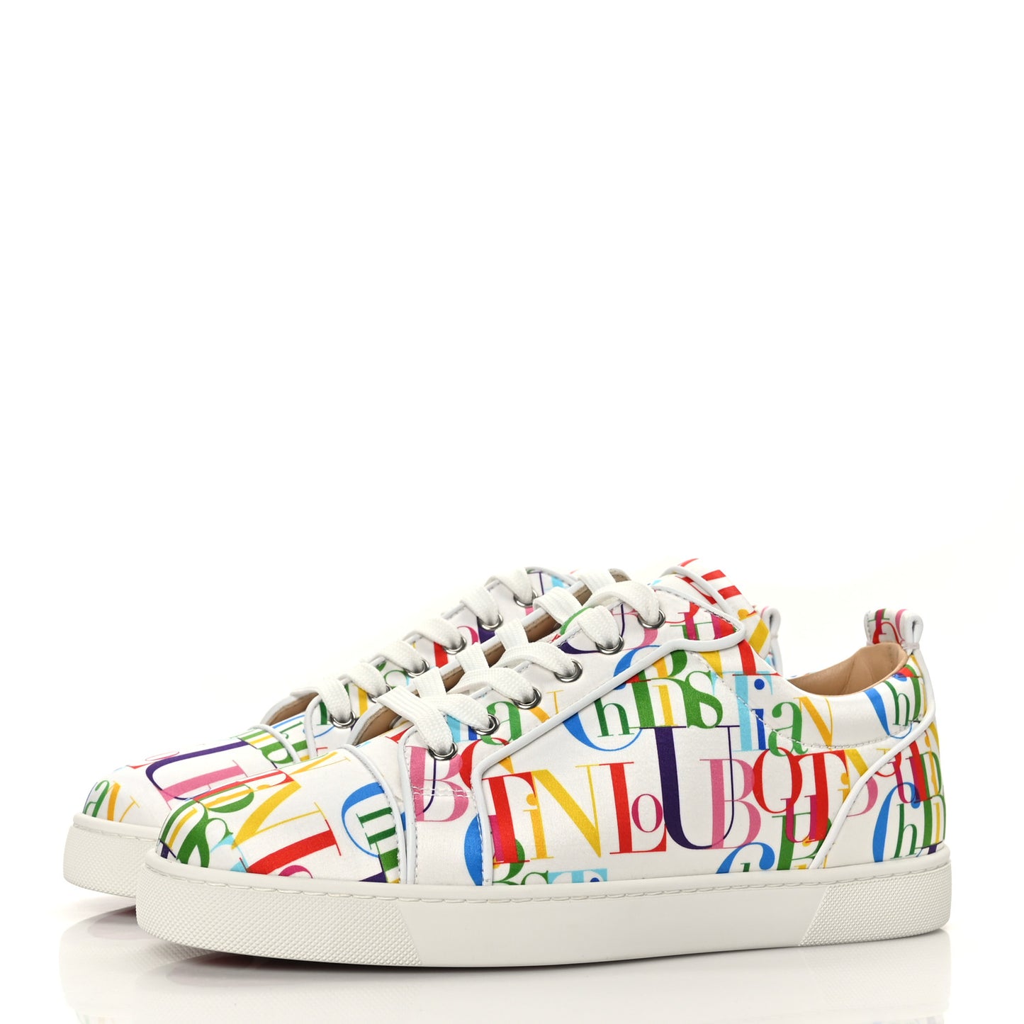 Satin Nappa Mens Louis Junior ABC Orlato Flat Sneakers 42 White Multicolor