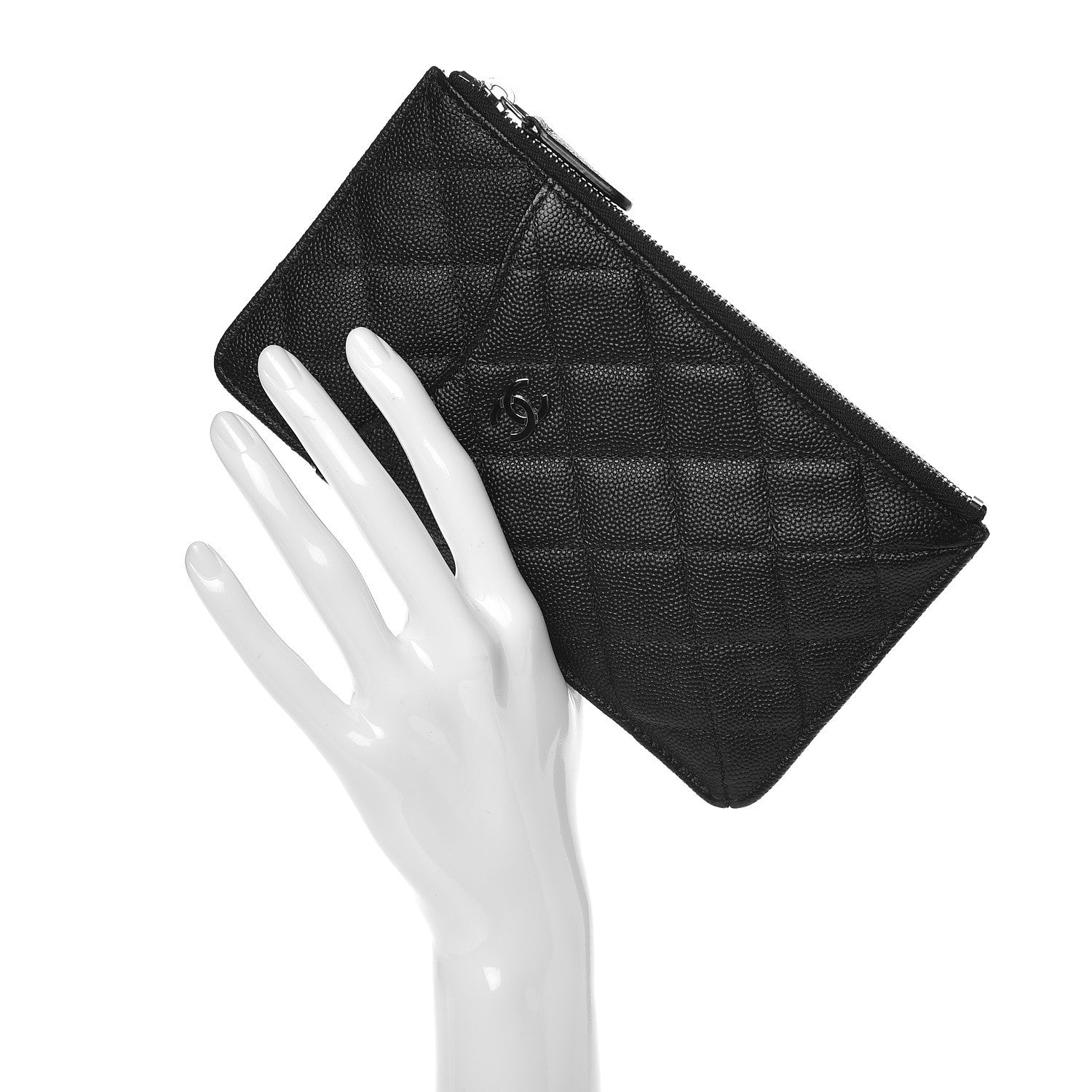 Chanel Caviar Quilted Classic Flat Wallet Pouch Black 2 of 8