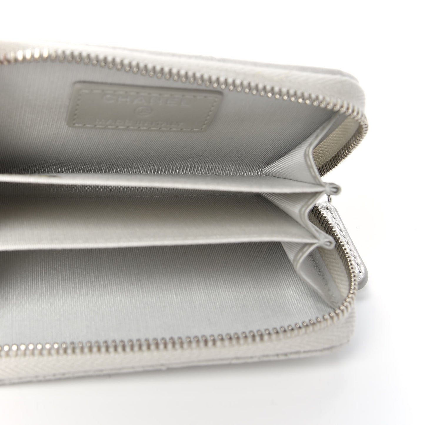 Metallic Lambskin Star Embossed Coin Purse Light Silver