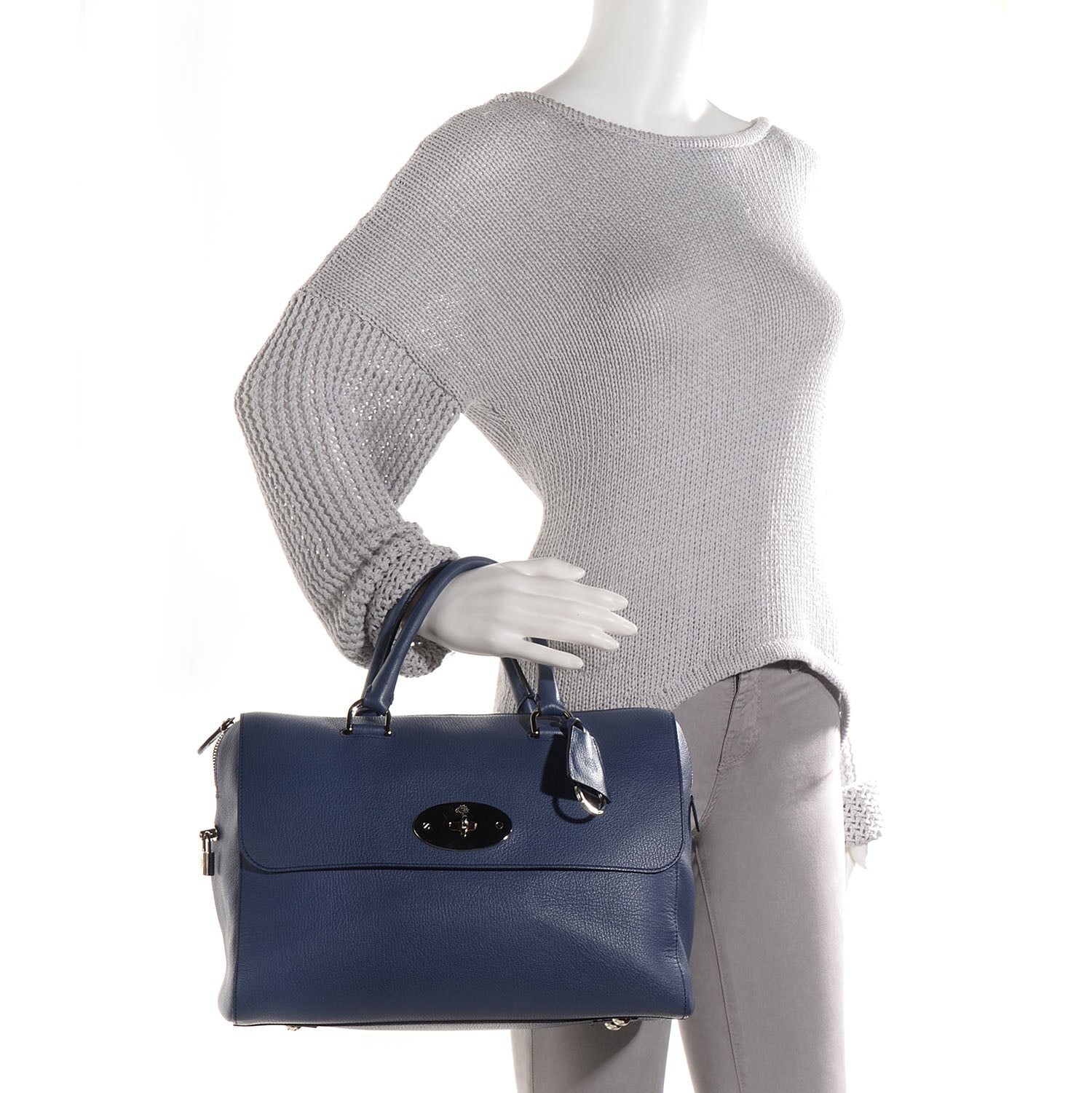 Mulberry Grainy Leather Large Del Rey Satchel Slate Blue 2 of 11
