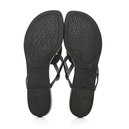 Hermes Rubber Womens Egerie Sandals 38 Black 5 of 9