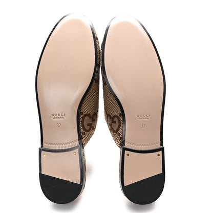 Gucci Monogram Jumbo GG Malaga Kid Womens Princetown Slippers 37 Camel Ebony New Acero Beige 5 of 8