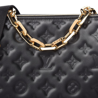 Louis Vuitton Lambskin Embossed Monogram Coussin PM Black 10 of 11