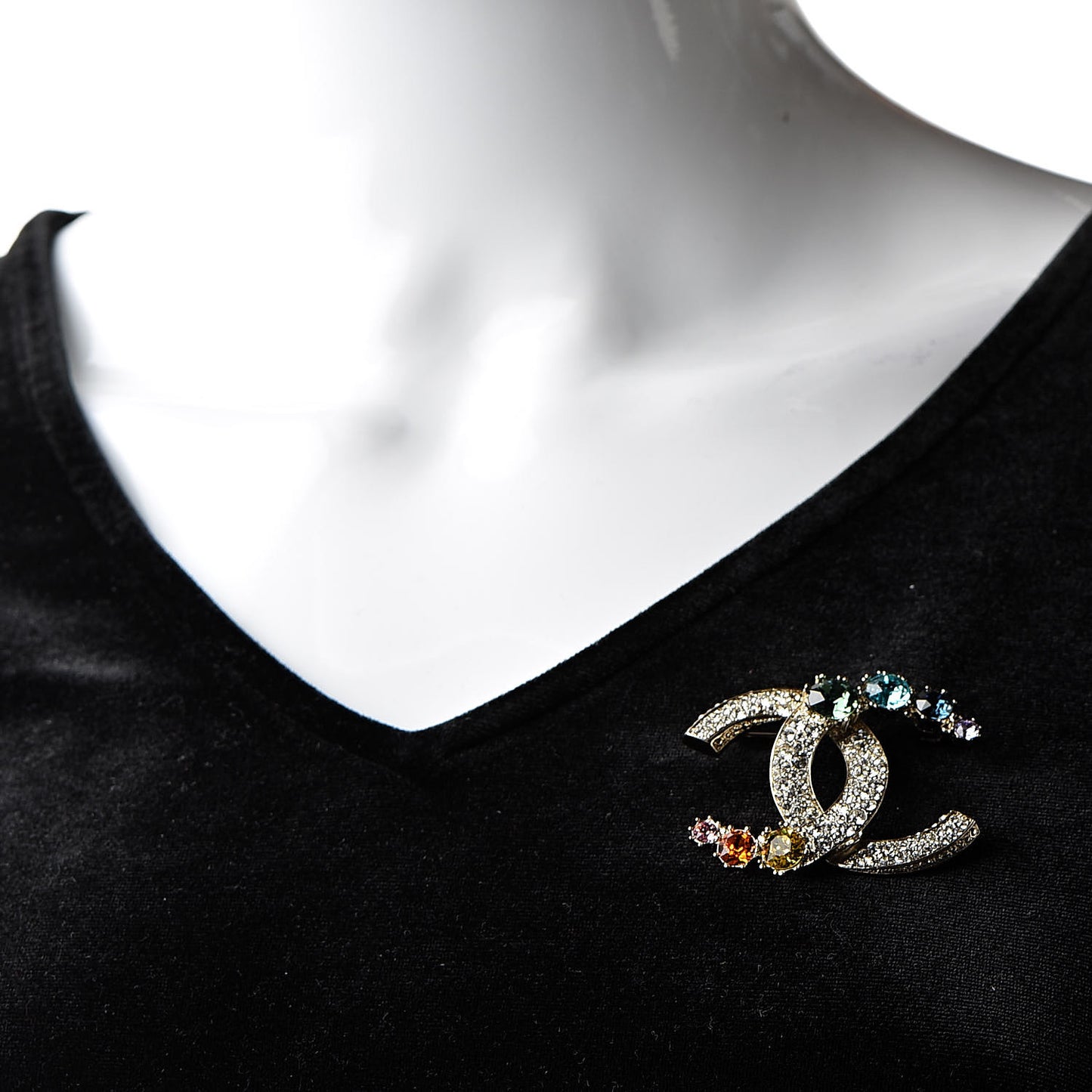 Crystal Over The Rainbow CC Brooch Gold Multicolor