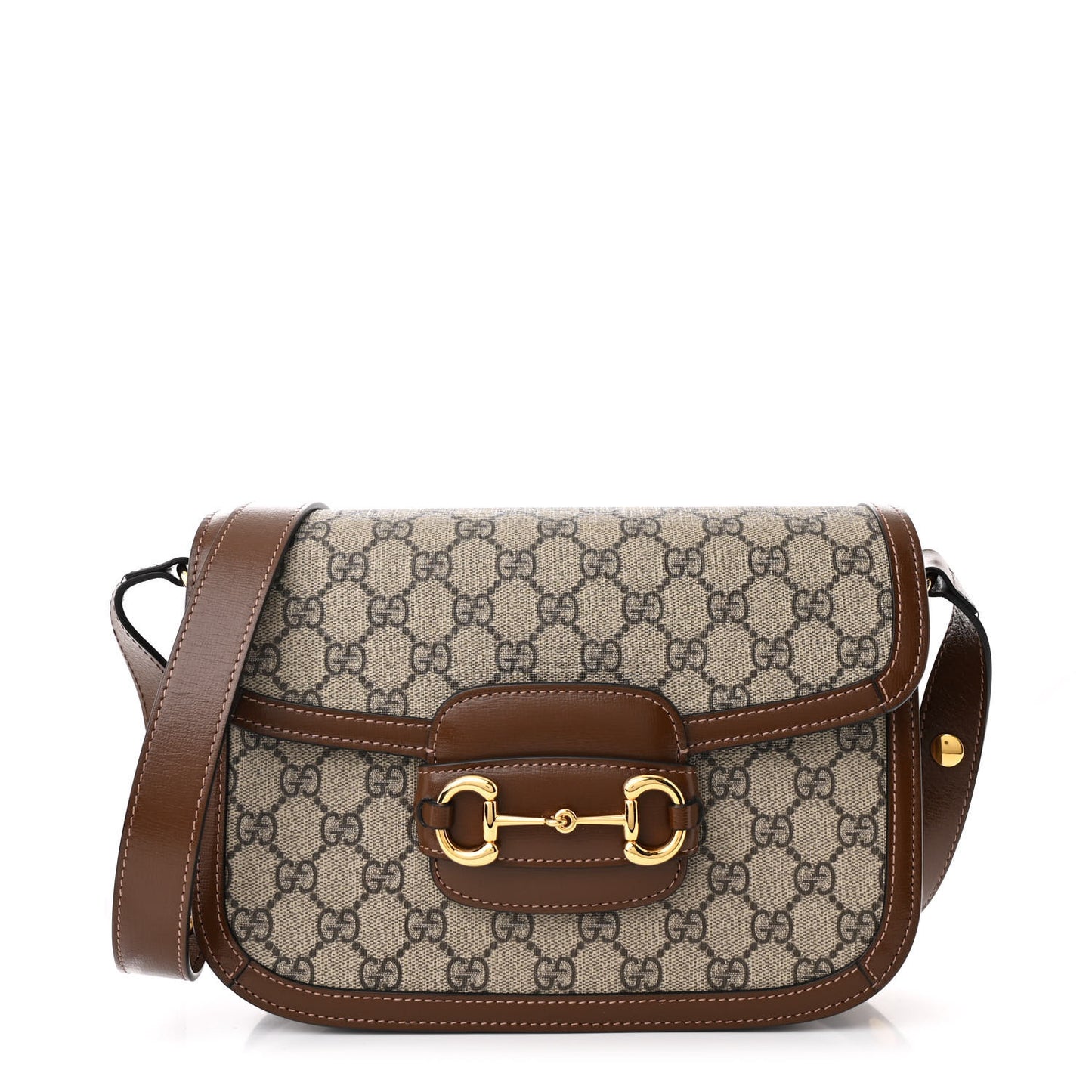 GG Supreme Monogram Horsebit 1955 Shoulder Bag Beige Brown Sugar