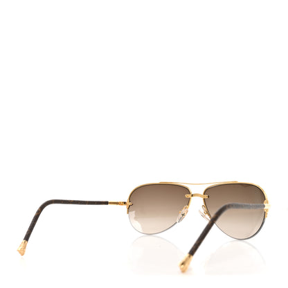 Louis Vuitton Monogram Petite Viola Pilote Aviator Sunglasses Z0571U Brown 4 of 8