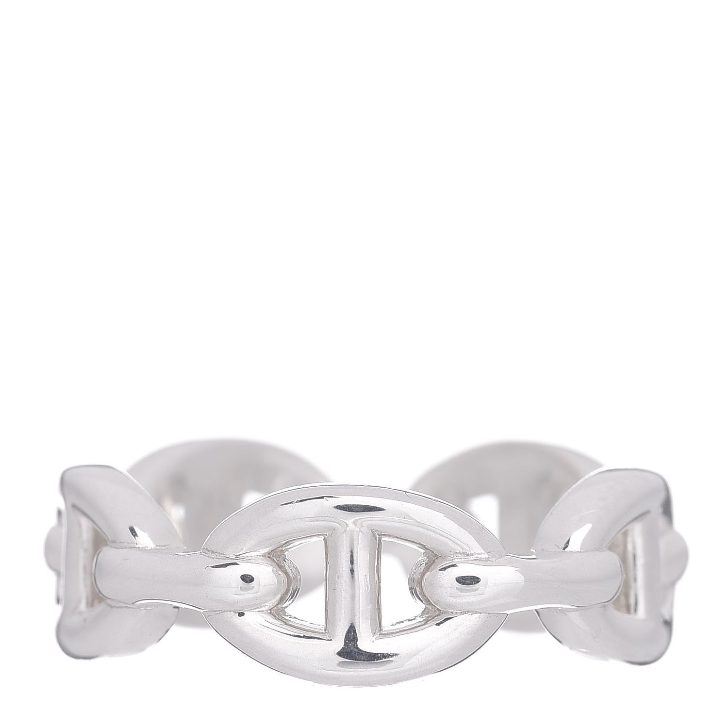 Hermes Sterling Silver PM Chaine d'Ancre Enchainee Band Ring 54 6.75 1 of 6