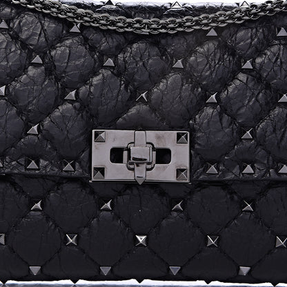 Valentino Garavani Craquele Nappa Rockstud Spike Wallet on Chain Black 7 of 9