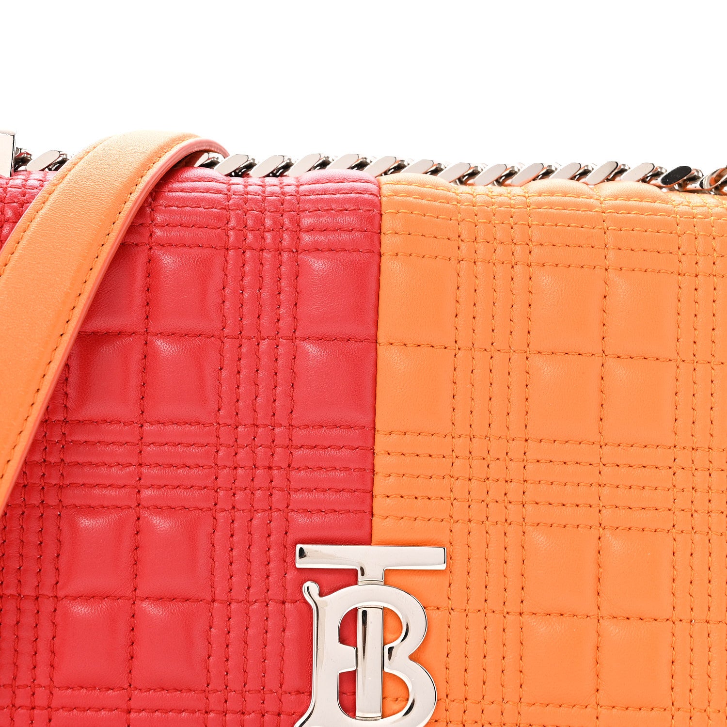 Burberry Lambskin Quilted Small Lola Bag Bright Red Orange 8 of 15