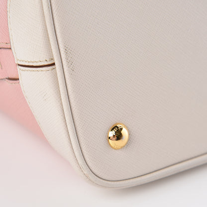 Prada Saffiano Lux Bi-Color Promenade Dome Tote Orchidea Talco 14 of 18