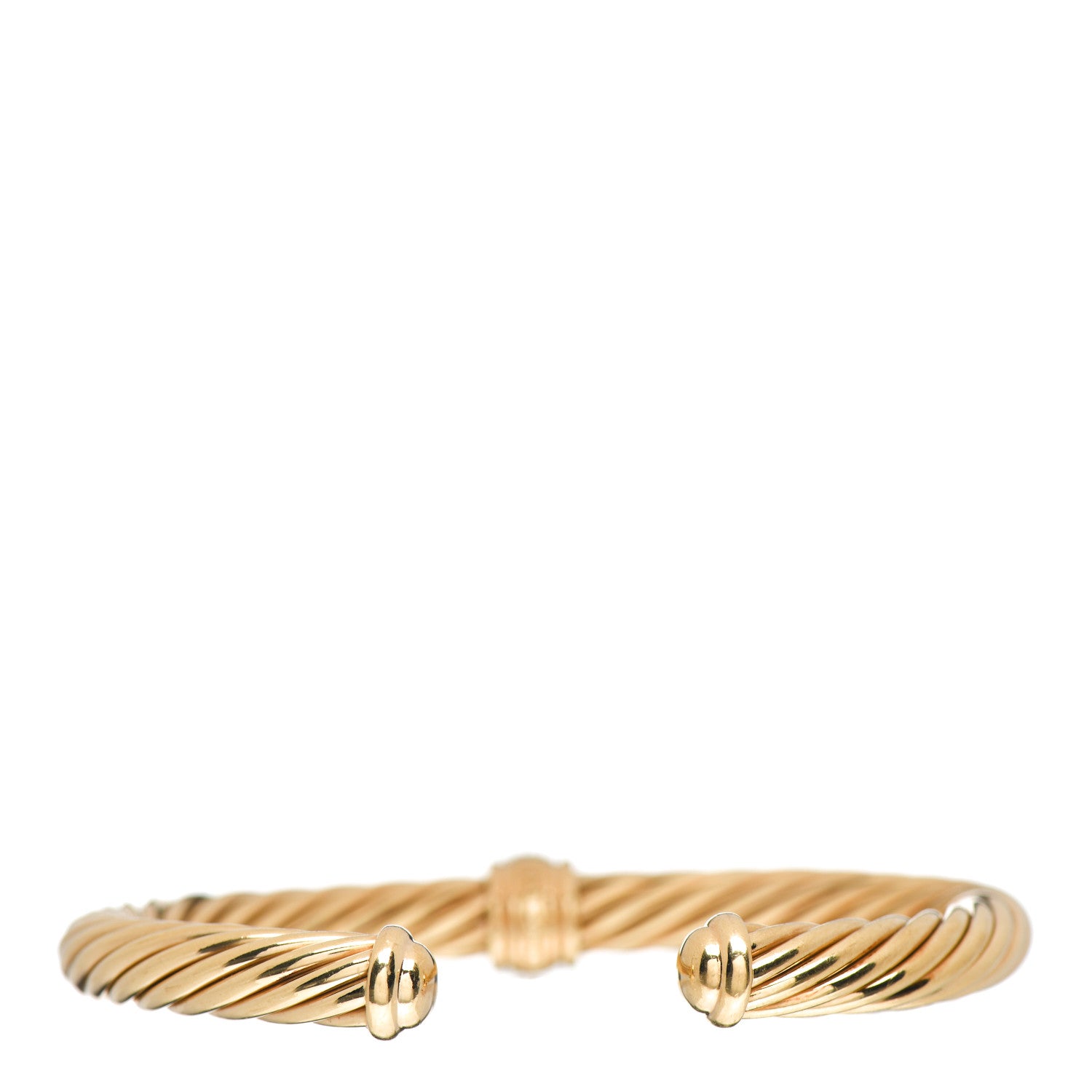 David Yurman 18K Yellow Gold Diamond 7mm Cable Classics Single Station Bracelet 3 of 4