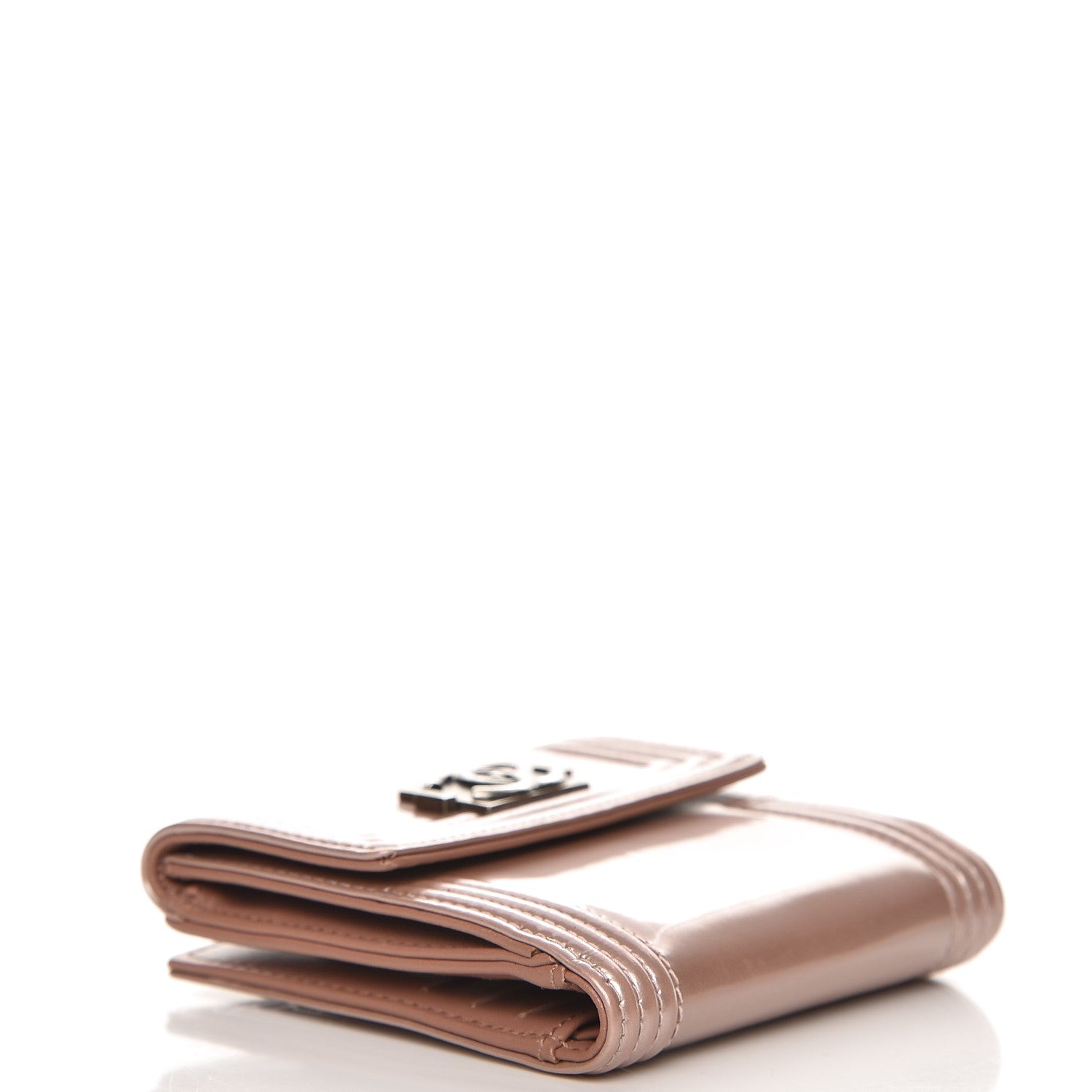 Chanel Metallic Glazed Calfskin Compact Boy Wallet Pink 4 of 8