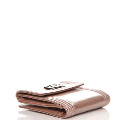Chanel Metallic Glazed Calfskin Compact Boy Wallet Pink 4 of 8