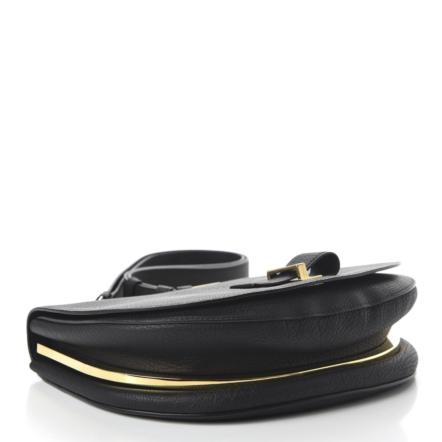 Crispy Calfskin Le Mutin MM Saddle Bag Black
