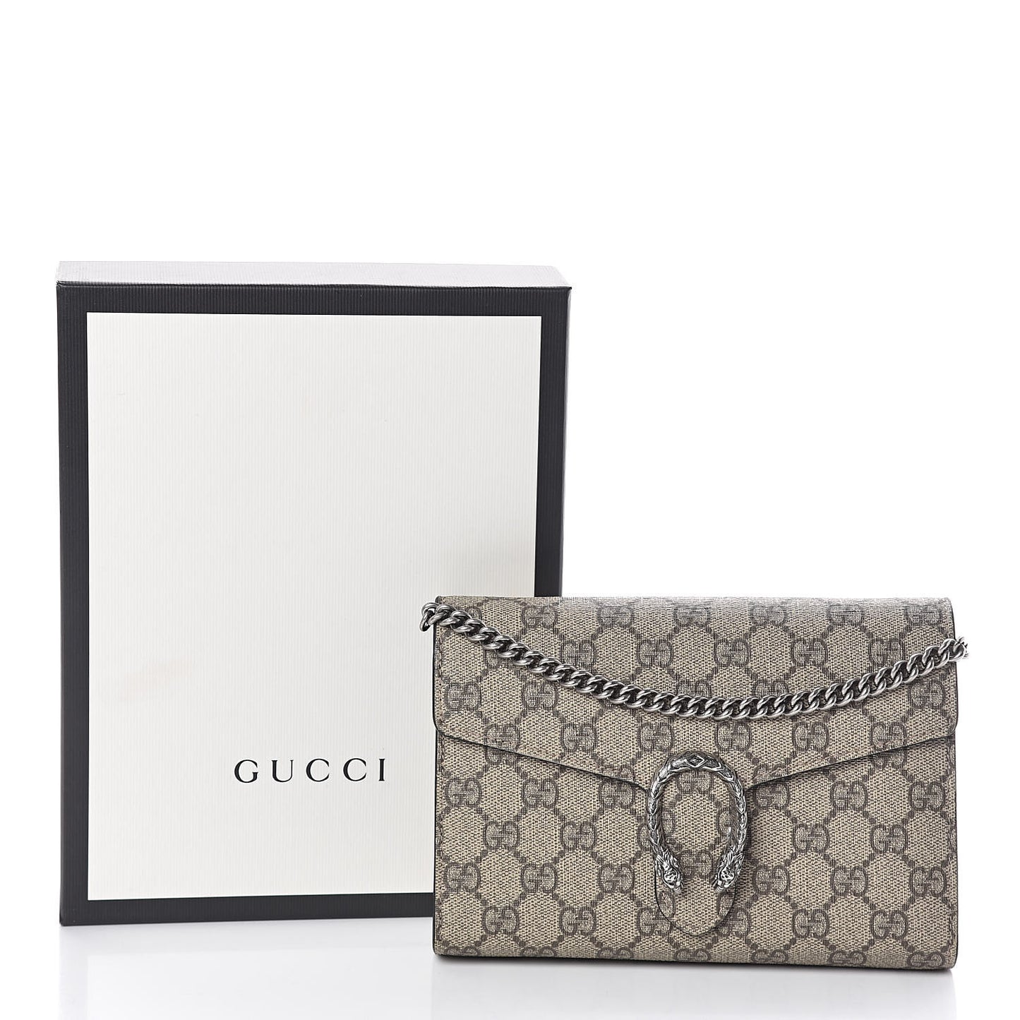 GG Supreme Monogram Mini Dionysus Chain Wallet Beige Black