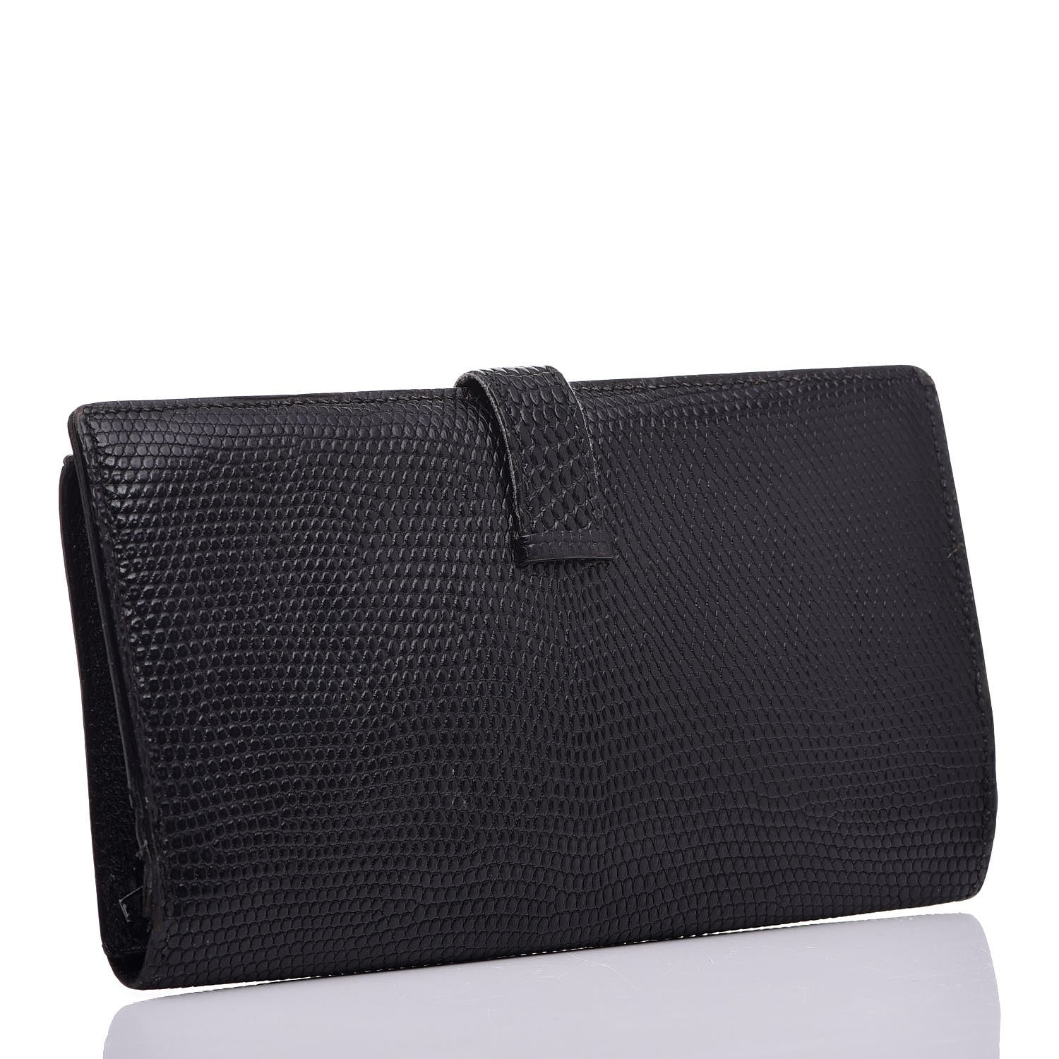 Hermes Lizard Bearn Gusset Wallet Black 3 of 8