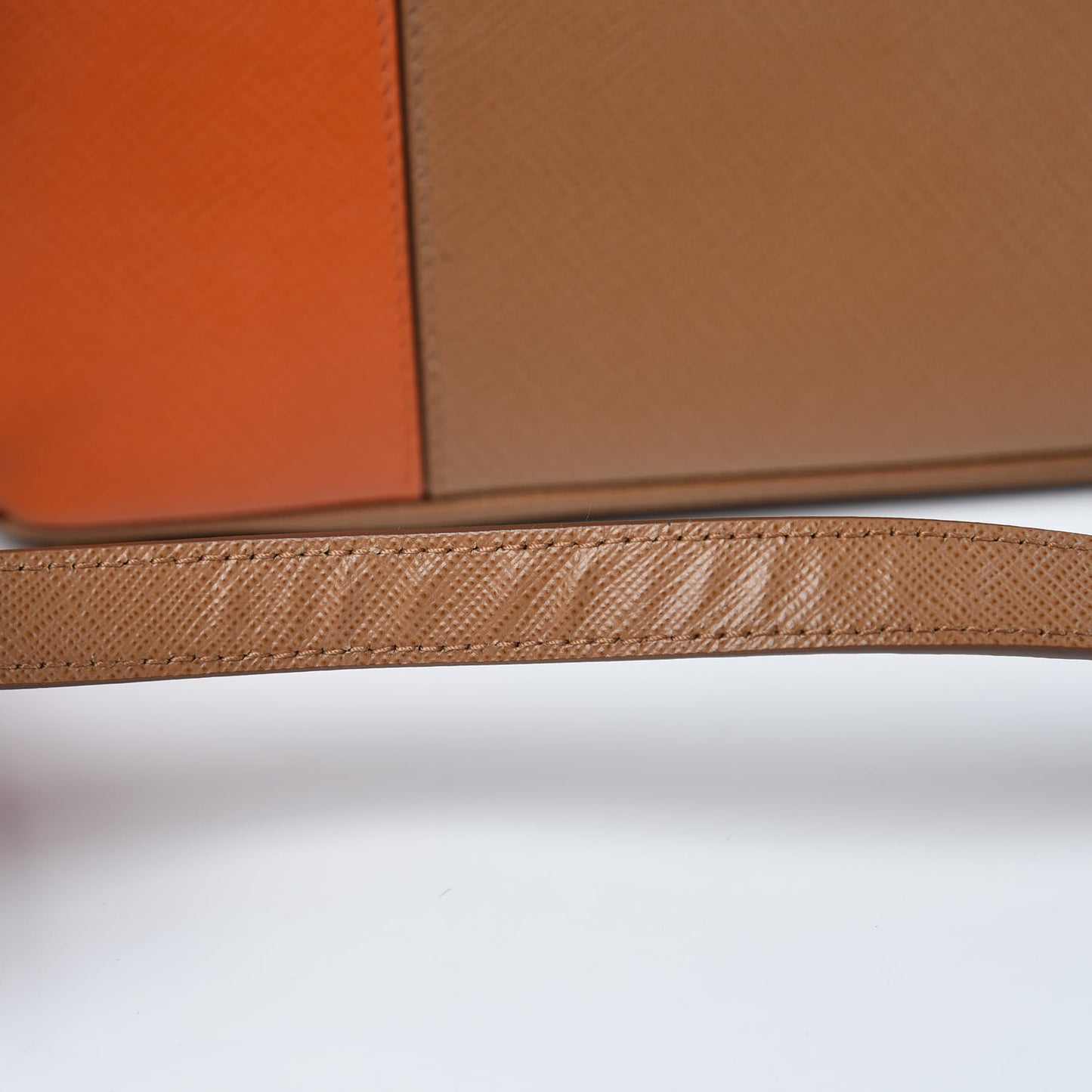 Saffiano Lux Colorblock Medium Galleria Double Zip Tote Caramel Papaya