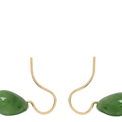 Tiffany 18K Yellow Gold Green Jade Elsa Peretti Teardrop Earrings 3 of 4