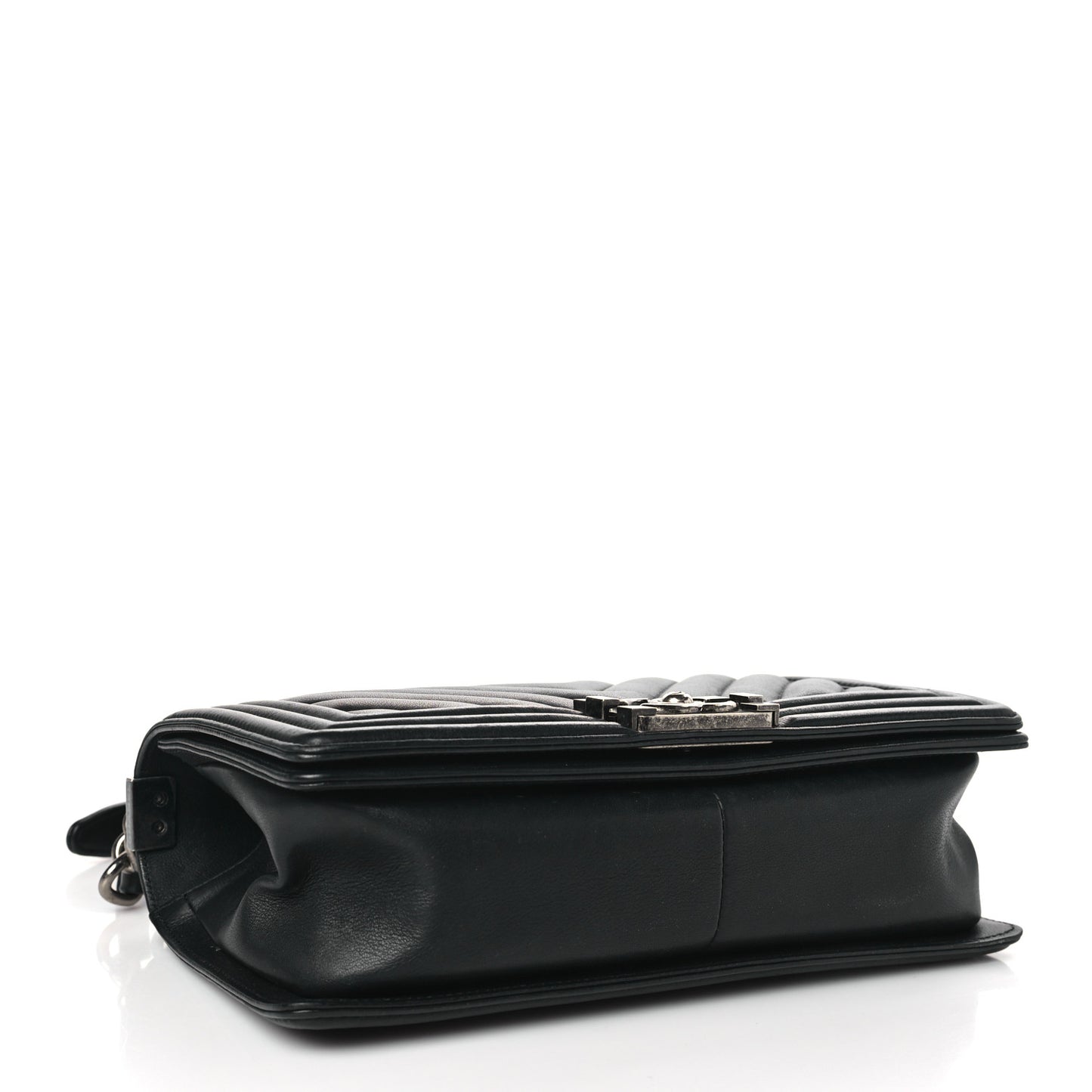 Lambskin Chevron Quilted Medium Boy Flap Black