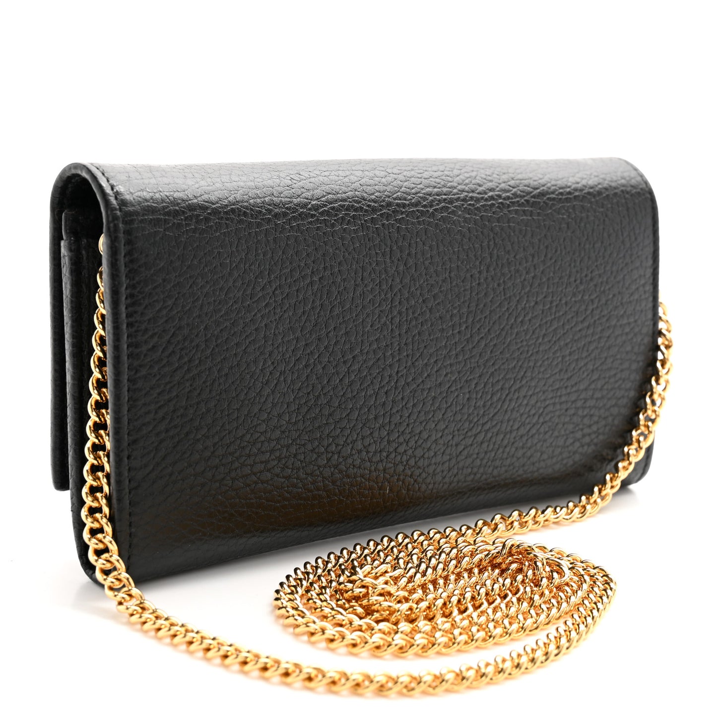 Dollar Calfskin Petite GG Marmont Wallet Chain Bag Black