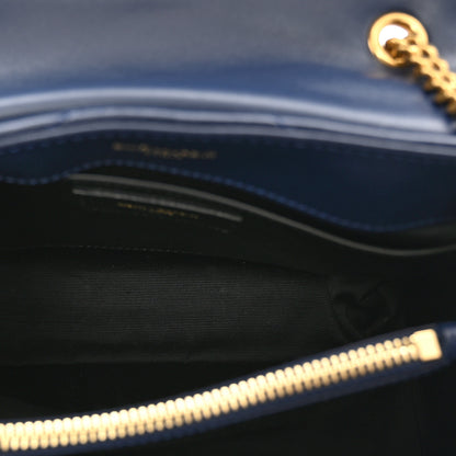 Saint Laurent Calfskin Y Quilted Monogram Small Loulou Chain Satchel Blue Charron 5 of 11