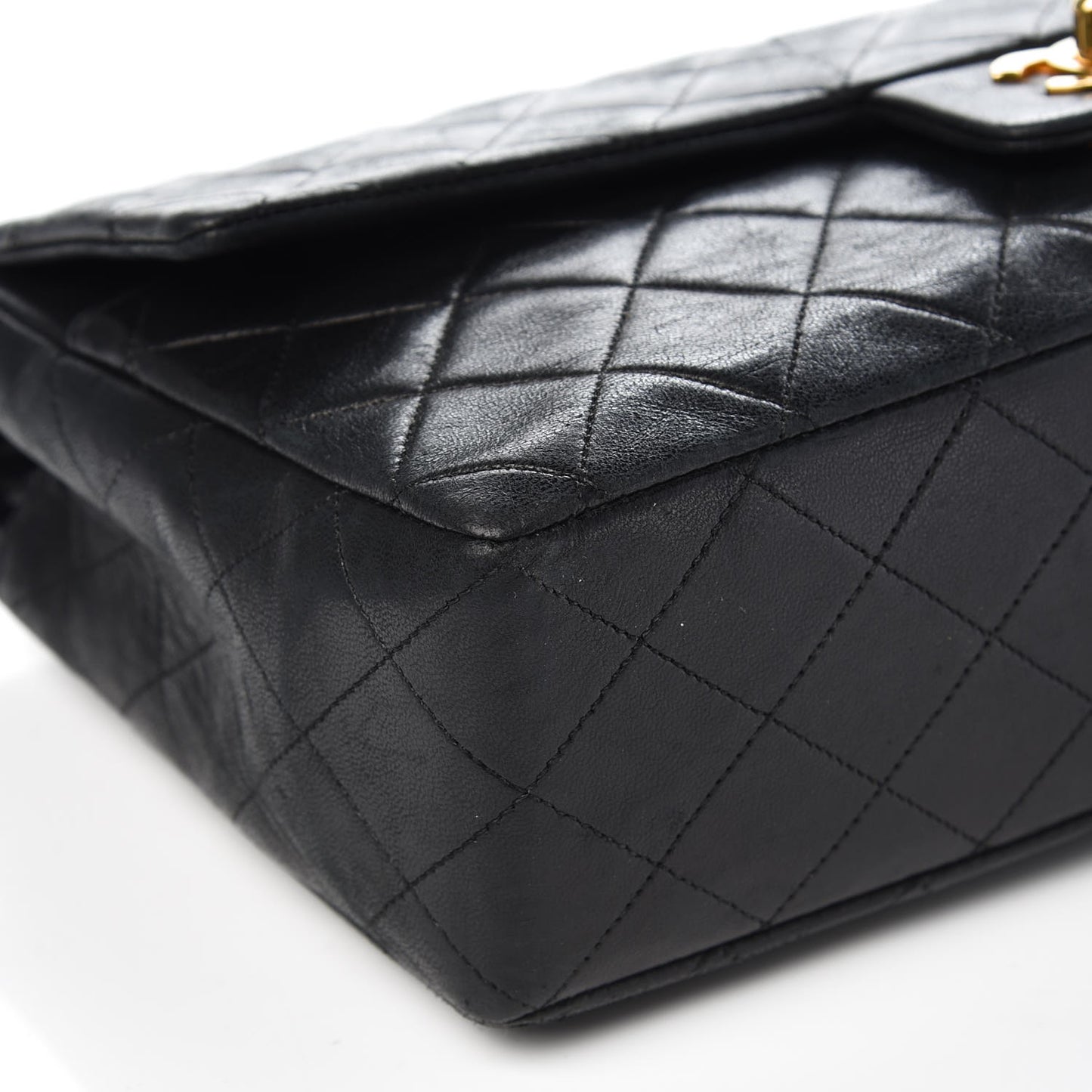Lambskin Quilted Medium Single Flap Black