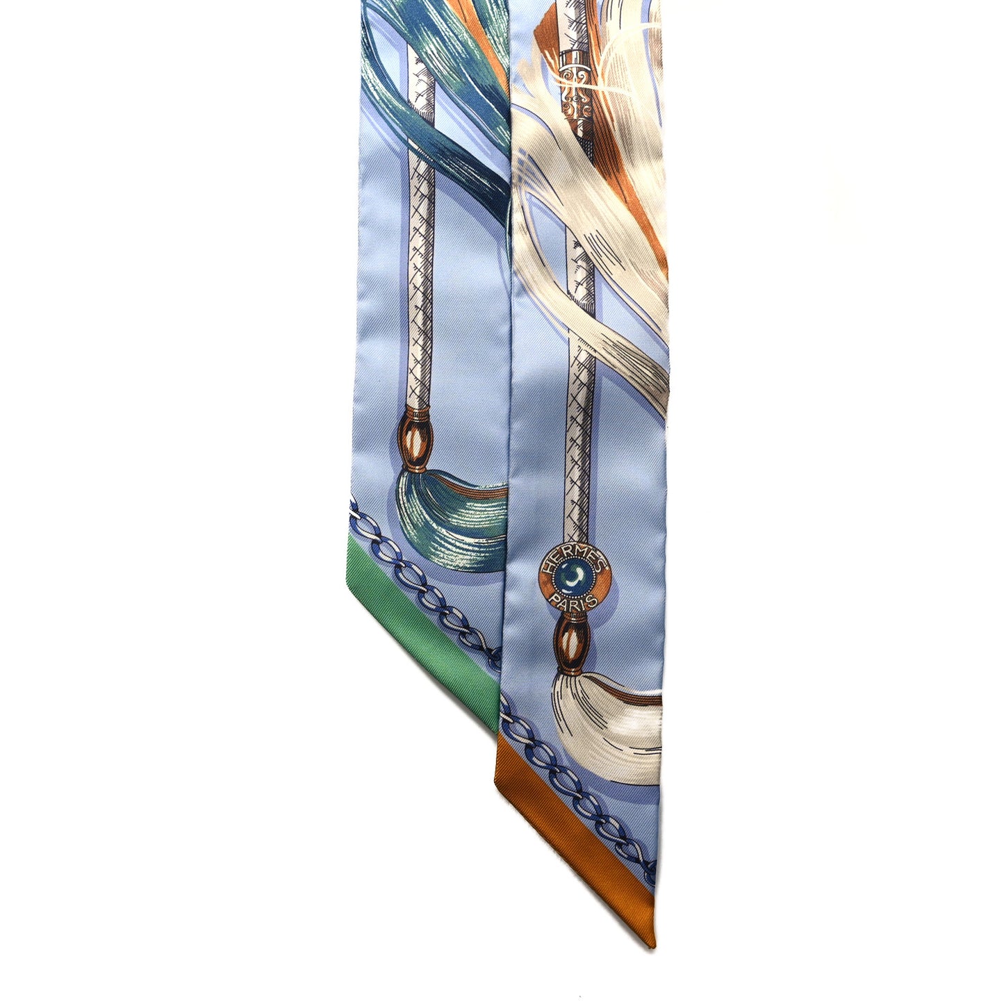 Silk Cavalcades Twilly Bleu Ciel Creme Vert